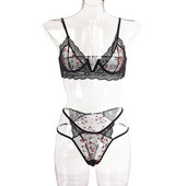 Set intim pentru femei, de ultimă generație, din două părți, cu broderie și dantelă