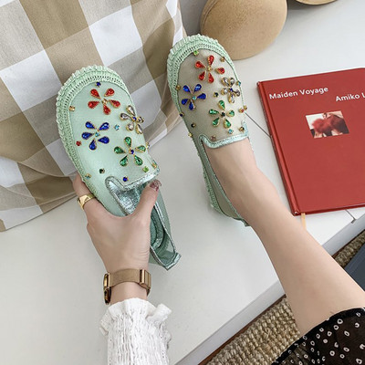 Pantofi casual dama cu pietre in trei culori