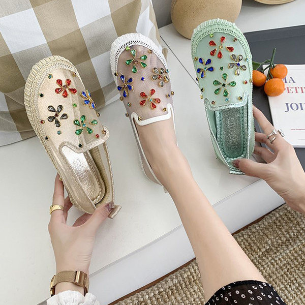 Pantofi casual dama cu pietre in trei culori