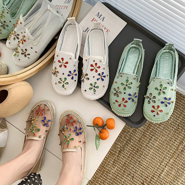 Pantofi casual dama cu pietre in trei culori