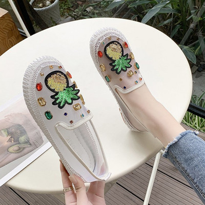 Pantofi casual dama cu paiete si talpa plata in trei culori