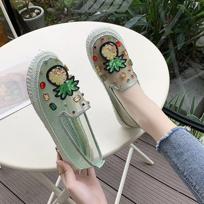 Pantofi casual dama cu paiete si talpa plata in trei culori