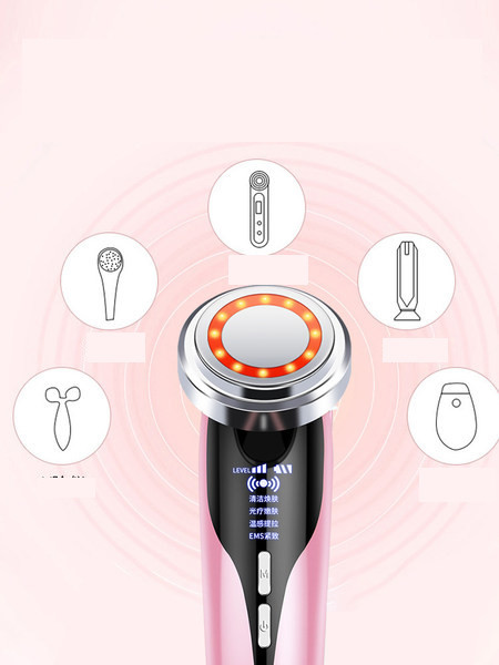 Prietaisas veidui valyti ir masažuoti su liftingo ir stangrinimu