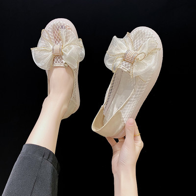 Pantofi moderni de dama cu panglica si pietre in trei culori