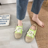 Pantofi dama casual din panza cu talpa plate si sireturi