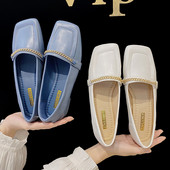 Pantofi de dama din piele cu lant metalic