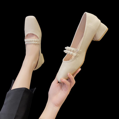 Γυναικεία έκο δερμάτινα παπούτσια casual με πέρλες σε δύο χρώματα