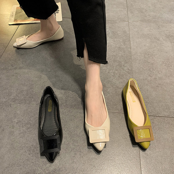 Pantofi de dama din piele stramti cu talpa plate