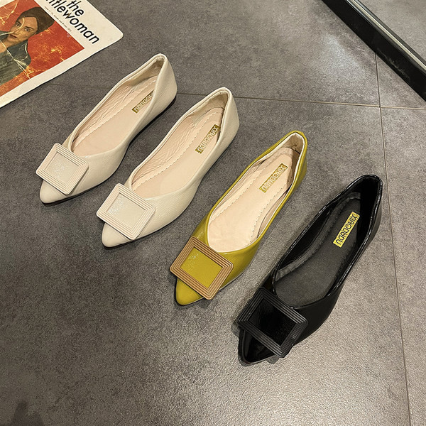 Pantofi de dama din piele stramti cu talpa plate