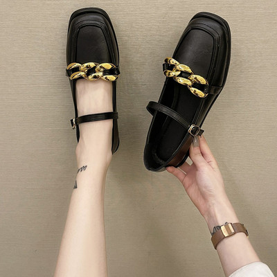 Pantofi casual dama din piele cu decor metalic