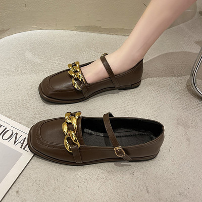 Pantofi casual dama din piele cu decor metalic