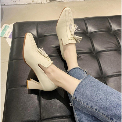 Model nou de pantofi dama ascutit cu toc in doua culori