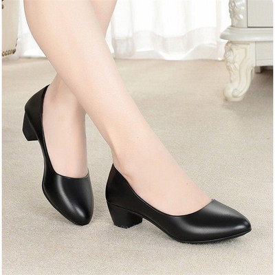 Pantofi casual dama cu toc patrat si panglica