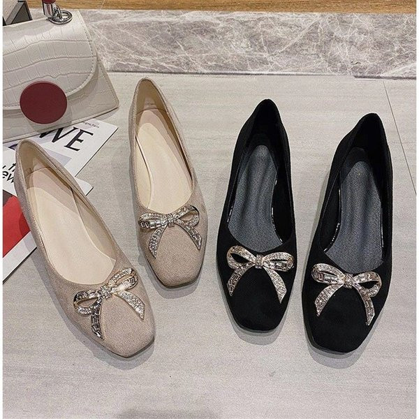 Pantofi casual dama cu toc patrat si panglica