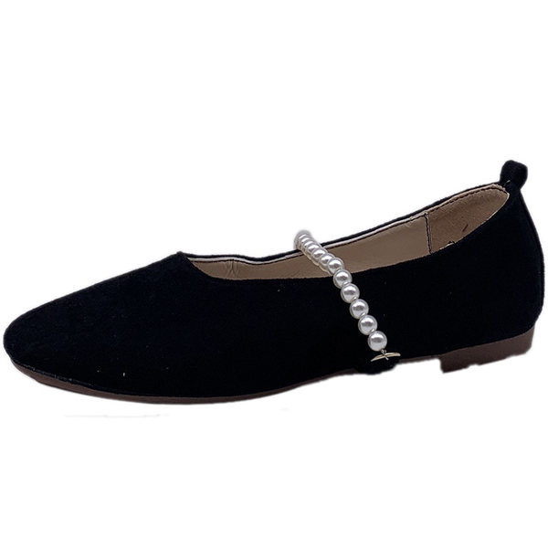 Pantofi casual dama din piele intoarsa ecologica cu perle in trei culori