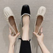 Pantofi de dama din piele cu perle in doua culori