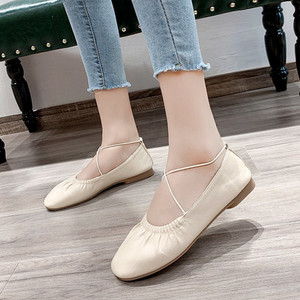 Pantofi de dama din piele cu bretele si talpa plata