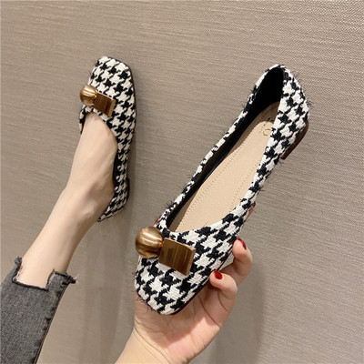 Pantofi casual dama in carouri cu element metalic - doua culori