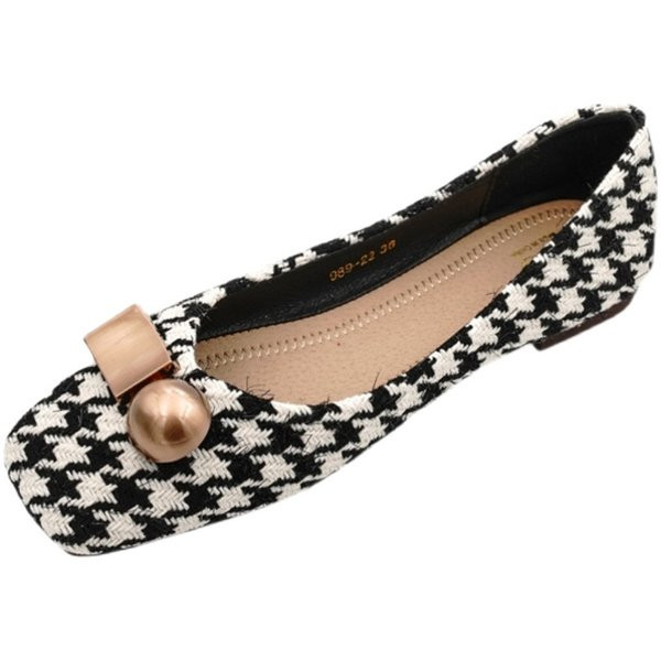 Pantofi casual dama in carouri cu element metalic - doua culori