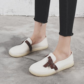 Pantofi casual din piele cu panglica