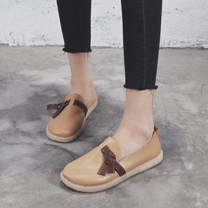 Pantofi casual din piele cu panglica