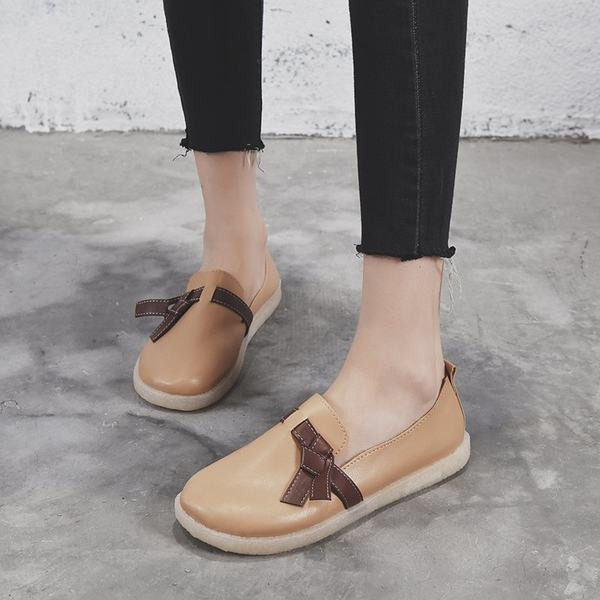 Pantofi casual din piele cu panglica