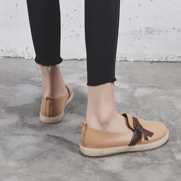 Pantofi casual din piele cu panglica