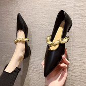 Pantofi casual ascuțit cu curea metalică