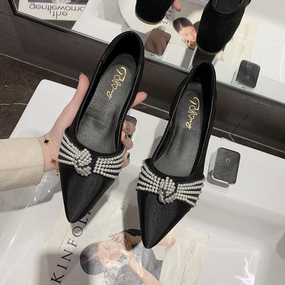 Pantofi casual dama din piele intoarsa cu perle