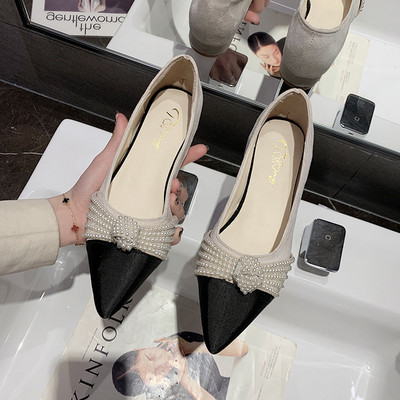 Pantofi casual dama din piele intoarsa cu perle