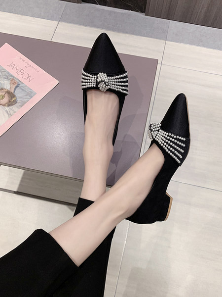 Pantofi casual dama din piele intoarsa cu perle