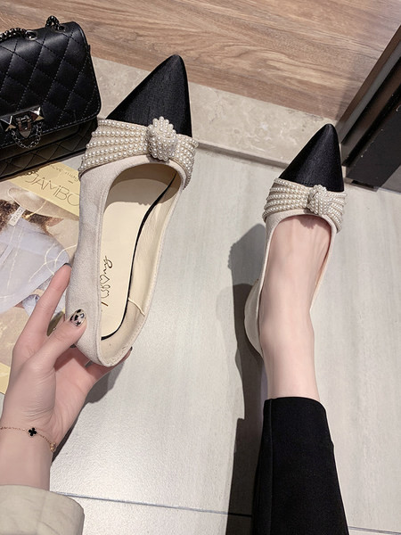 Pantofi casual dama din piele intoarsa cu perle