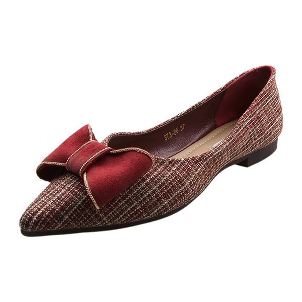 Pantofi textile ascutiti cu panglica