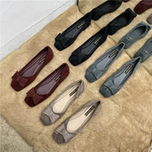 Model nou de pantofi dama din piele intoarsa cu panglica