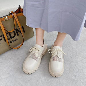 Γυναικεία έκο δερμάτινα παπούτσια ρετρό στυλ με κορδόνια και πλέγμα