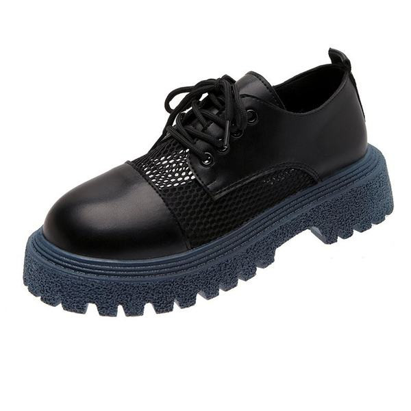 Γυναικεία έκο δερμάτινα παπούτσια ρετρό στυλ με κορδόνια και πλέγμα