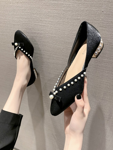 Pantofi dama de primavara cu perle - model ascutit