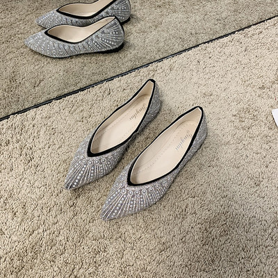 Pantofi casual dama cu margele si talpa plata