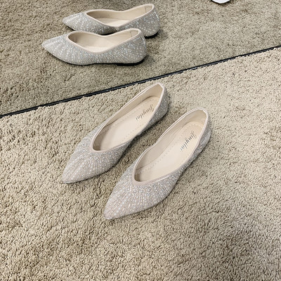 Pantofi casual dama cu margele si talpa plata