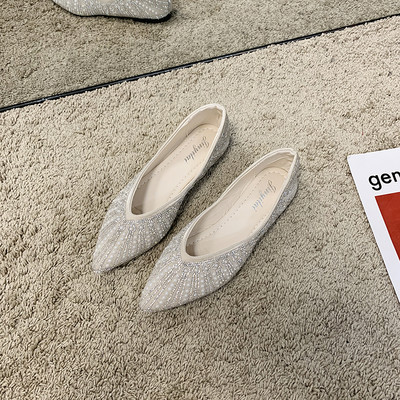 Pantofi casual dama cu margele si talpa plata