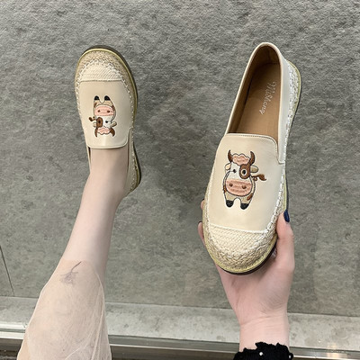 Pantofi casual dama cu broderie si talpa plata in trei culori