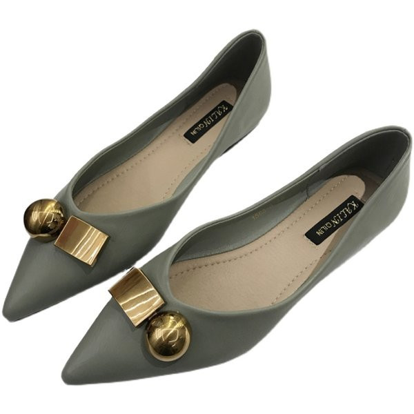 Model nou de pantofi de dama din imitatie de piele cu element metalic