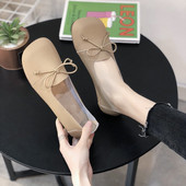 Pantofi moderni din piele cu panglica si talpa plata