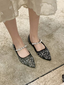 Model ascutit de pantofi de dama cu perle si pietre