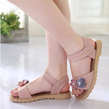 Sandale pentru copii cu element 3D flori și autocolant