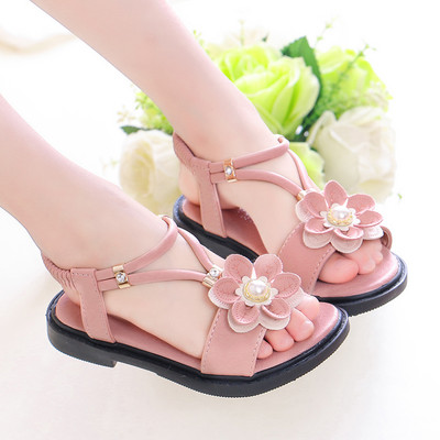 Παιδικά σανδάλια με επίπεδη σόλα και λουλούδια - διάφορα μοντέλα
