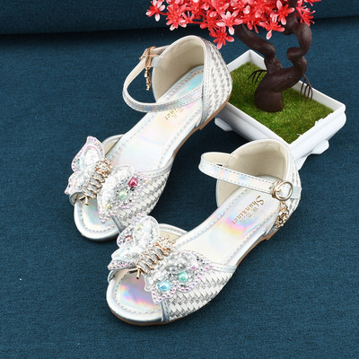 Παιδικά casual σανδάλια με διακοσμητικές πέτρες και τρισδιάστατο στοιχείο για κορίτσια