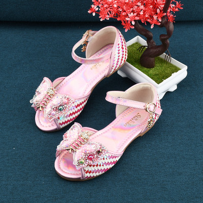 Παιδικά casual σανδάλια με διακοσμητικές πέτρες και τρισδιάστατο στοιχείο για κορίτσια
