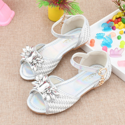 Παιδικά casual σανδάλια με διακοσμητικές πέτρες και τρισδιάστατο στοιχείο για κορίτσια