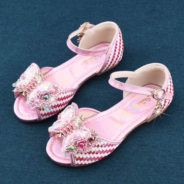 Παιδικά casual σανδάλια με διακοσμητικές πέτρες και τρισδιάστατο στοιχείο για κορίτσια